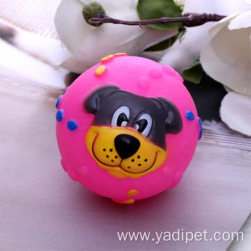 Resistant Squeaky Ball Smile Vinyl Pet Dog Toy